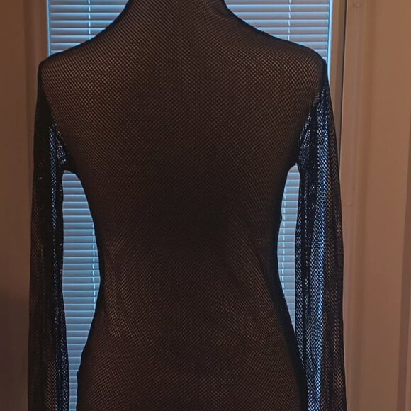 Kate Hewko 💗 Womens Long Sleeve Higher Neck Black Mesh Top 💗 - Picture 9 of 14